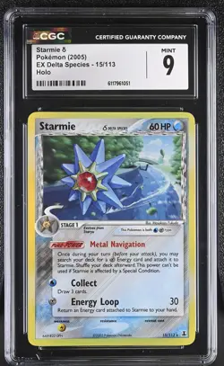 CGC 9 MINT Starmie 2005 EX Delta Species 15/113 Holo Pokemon Card - Image 1