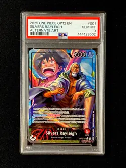 One Piece Silvers Rayleigh OP12-001 PSA 10 Alt Art One Piece Monkey D Luffy - Image 1