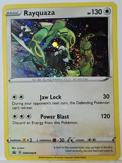 Swirl 🌀 Rayquaza SWSH029 Cosmos Holo Bleed Error Rare Pokemon TCG Black Star ✨ - Image 1