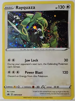 Swirl 🌀 Rayquaza SWSH029 Cosmos Holo Bleed Error Rare Pokemon TCG Black Star ✨ - Image 3