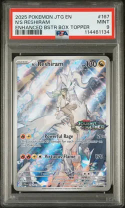2025 Pokemon JTG EN-Journey Together N'S Reshiram Enhanced Box Topper PSA 9 #167 - Image 1