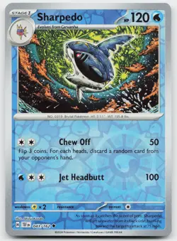 Sharpedo 043/162 Uncommon Temporal Forces Pokemon Reverse Holo Near Mint - Image 1