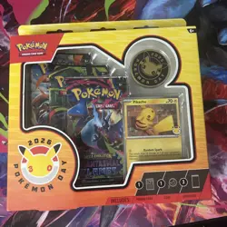 Collection Box Pokemon Booster Packs Pikachu Promo Card Coin 2026 - Image 1