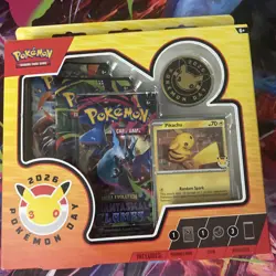 Collection Box Pokemon Booster Packs Pikachu Promo Card Coin 2026 - Image 2