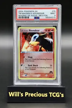 PSA 9 Houndour 35/95 Ex Team Magma vs Aqua 2004 Reverse Holo Pokemon Card Mint - Image 1