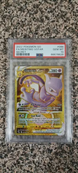 2022 Pokemon Go Mewtwo Vstar Gold Secret Rare #086/078 PSA 10 - Image 1
