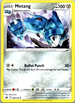 Metang 090/159 Crown Zenith Pokemon TCG UC NM - Image 1