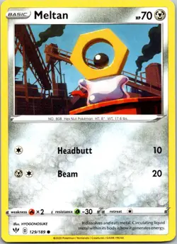 Meltan 129/189 Darkness Ablaze Pokemon TCG Common NM - Image 1