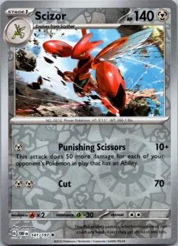 Scizor 141/197 Obsidian Flames Pokemon TCG Reverse Holo R NM - Image 1