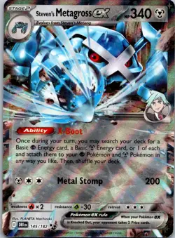 Steven's Metagross ex 145/182 Destined Rivals Pokemon TCG Holo Double Rare NM - Image 1