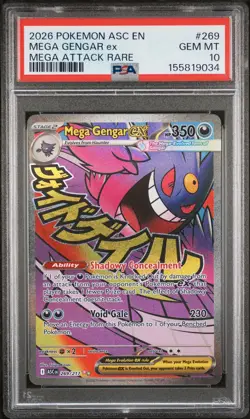 2026 POKEMON ASC EN-ASCENDED HEROES MEGA ATTACK RARE #269 MEGA GENGAR EX PSA 10 - Image 1