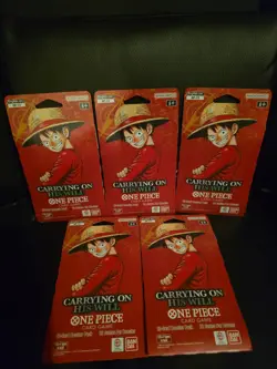 One Piece TCG OP-13 Carrying On His Will Sleeved Booster Pack Lot of 5 Sealed - Image 1
