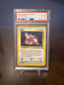 1999 Pokemon Fossil Ditto Holo Card #3/62 PSA 6 - Image 1