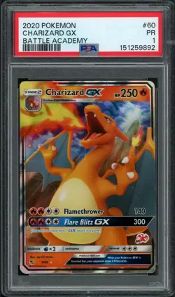 PSA 1 Charizard GX Hidden Fates 9/68 Full Art Pokemon Card - Image 1