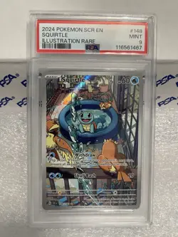 Pokemon 2024 SCR En-Stellar Crown Squirtle Illustration Rare 148, PSA 9 Mint - Image 1