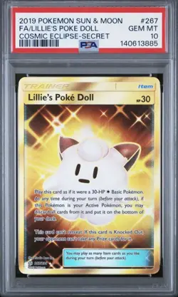 Pokemon Lillie's Poke Doll Gold 2019 Cosmic Eclipse 267/236 PSA 10 New Cert - Image 1