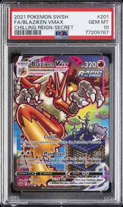 2021 POKEMON SWORD & SHIELD CHILLING REIGN SECRET FULL ART/BLAZIKEN VMAX PSA 10 - Image 1
