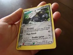 Pokemon Card Aggron 1/102 Holo Rare - Lightly Played Small Crease - Image 1