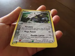 Pokemon Card Aggron 1/102 Holo Rare - Lightly Played Small Crease - Image 2