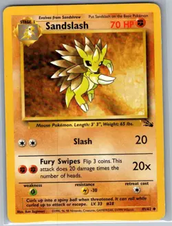 Sandslash 41/62 Non Holo Fossil - Pokemon Card - LP - Image 1