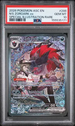 2026 POKEMON ASC EN-ASCENDED HEROES #286 N'S ZOROARK EX PSA 10 - Image 1