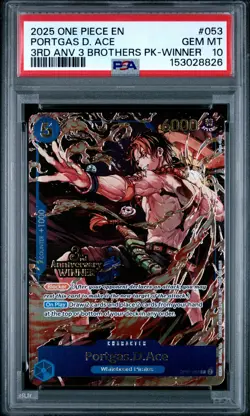 2025 ONE PIECE 3RD ANNIVERSARY TOURNAMENT 3 BROTHERS PACK PORTGAS D. ACE PSA 10 - Image 1