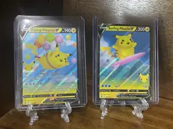 Pokemon Celebrations Surfing Pikachu V & Flying Pikachu V Holo Lot 2 Cards NM - Image 1
