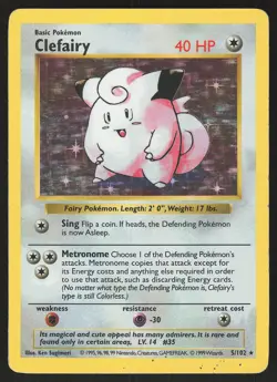 Clefairy 005/102 Holo Rare,Holo Pokemon Base Set (Shadowless) - Image 1