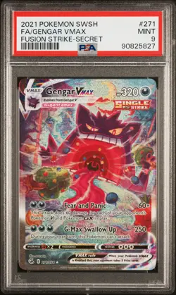 2021 POKEMON SWORD & SHIELD FUSION STRIKE SECRET #271 FULL ART/GENGAR VMAX PSA 9 - Image 1