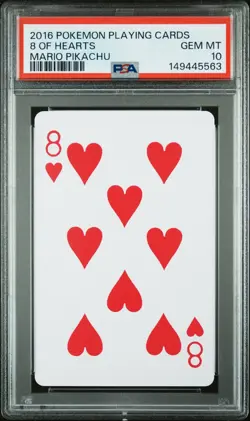 2016 POKEMON PLAYING CARDS MARIO PIKACHU 8 OF HEARTS PSA 10 - Image 1