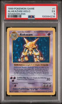 Pokemon Alakazam holo base set shadowless #1 PSA 5 exc Englisch 1999 Simsala - Image 1