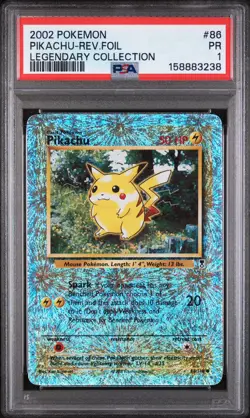 2002 Pokemon Legendary Collection PSA 1 PIKACHU Reverse Foil Holo #86 FRESH SLAB - Image 1