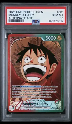 One Piece CCG Monkey D Luffy Alt Art Leader Anniversary Holo PSA 10 Gem Mint✨ - Image 1