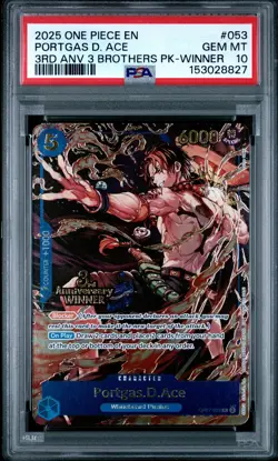 2025 ONE PIECE 3RD ANNIVERSARY TOURNAMENT 3 BROTHERS PACK PORTGAS D. ACE PSA 10 - Image 1