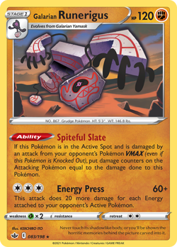Galarian Runerigus 83/198 Rare Holo | Chilling Reign | Pokemon Card - Image 1