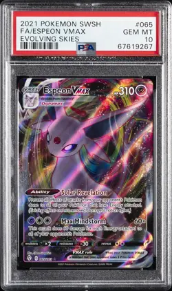2021 POKEMON SWORD & SHIELD EVOLVING SKIES #065 FULL ART/ESPEON VMAX PSA 10 - Image 1