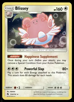 BLISSEY - 153/214 Holo Rare Lost Thunder Pokemon Holo NM - Image 1