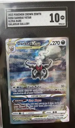 Pokemon TCG Darkrai VSTAR GG50 Crown Zenith Galarian Gallery SGC 10 GEM MINT - Image 1