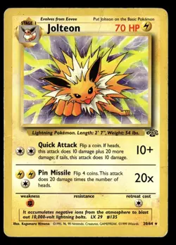 Jolteon 20/64 Unlimited Rare Jungle Pokemon Card - 1 - Image 2