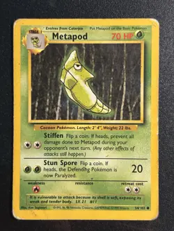 Metapod 54/102 - Base Set Common Regular Pokemon TCG WOTC 1999 - DMG Card - Image 1