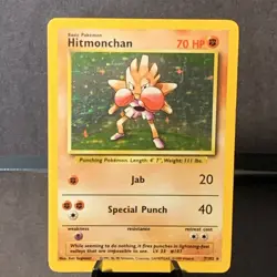 Pokemon TCG Hitmonchan Base Set Unlimited 71/102 Holo VTG WOTC LP - Image 1