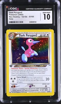 2002 POKEMON NEO DESTINY 1ST ED HOLO #8/105 DARK PORYGON2 CGC 10 - Image 1