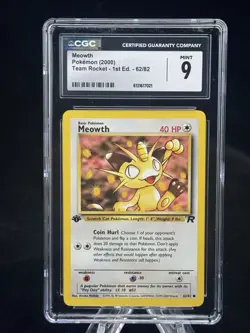 Meowth #62 1st Edition Team Rocket 2000 Pokemon CGC 9 🐈 - Image 1