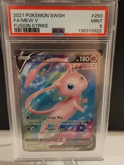 2021 POKEMON SWORD & SHIELD FUSION STRIKE #250 FULL ART/MEW V PSA 9 - Image 1