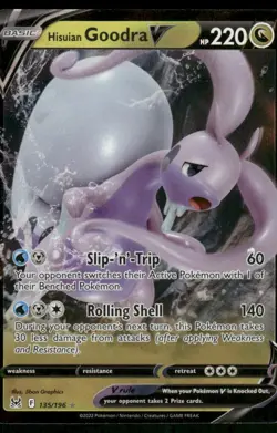 2022 Hisuian Goodra V 135/196 Ultra Rare Holo NM SWSH11: Lost Origin Pokemon - Image 1