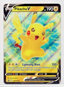 Pokemon TCG Pikachu V SWSH198 Jumbo Oversize Black Star Promo - Image 1