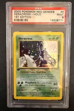 2000 Pokemon Heracross 1st Edition Neo Genesis PSA 9 Mint Holo 6/111 WOTC - Image 1