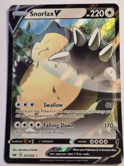Snorlax V 141/202 Holo Rare Sword & Shield Pokemon Near Mint Nm - Image 1