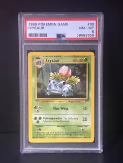 1999 Pokemon TCG Base Set Ivysaur 030/102 Uncommon Regular PSA 8 English - Image 1