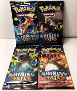 (4) Pokemon Shining Fates Booster Packs - Full Art Set - New Sealed - Image 1